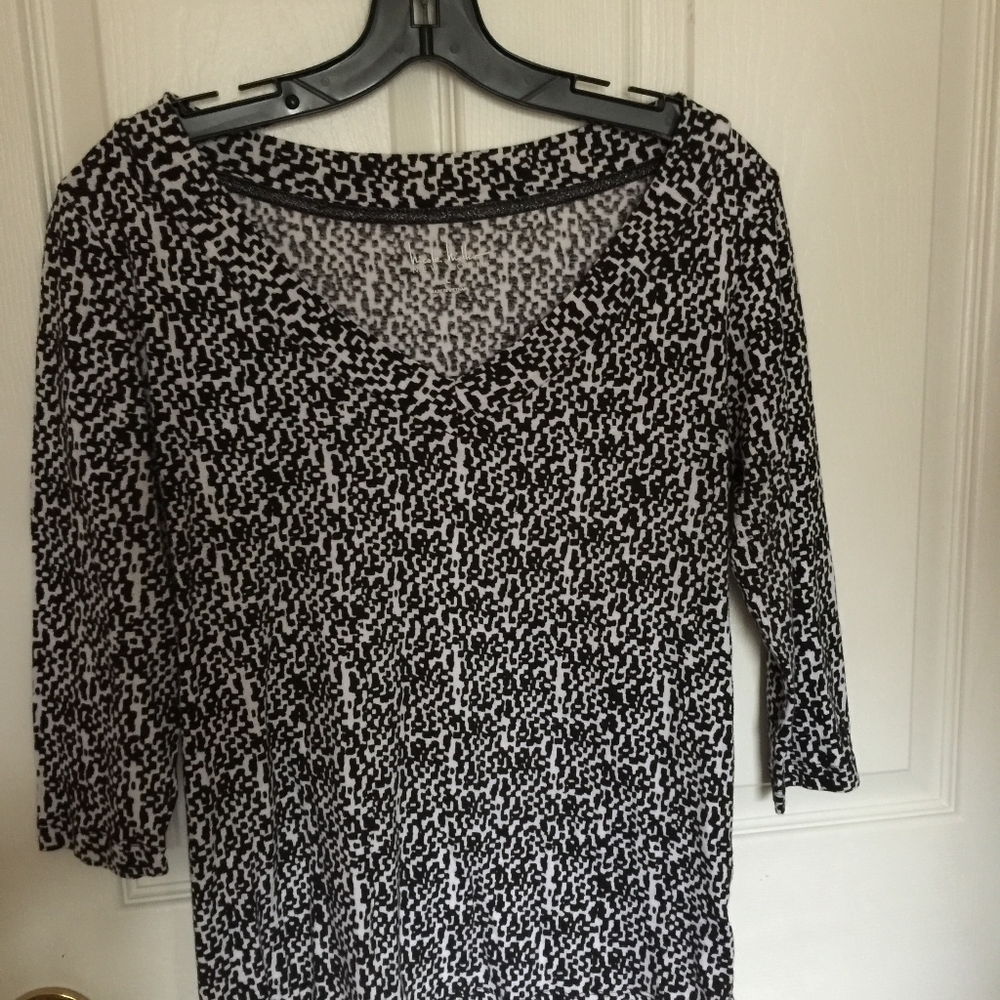 Nicole Miller Black & white print top
